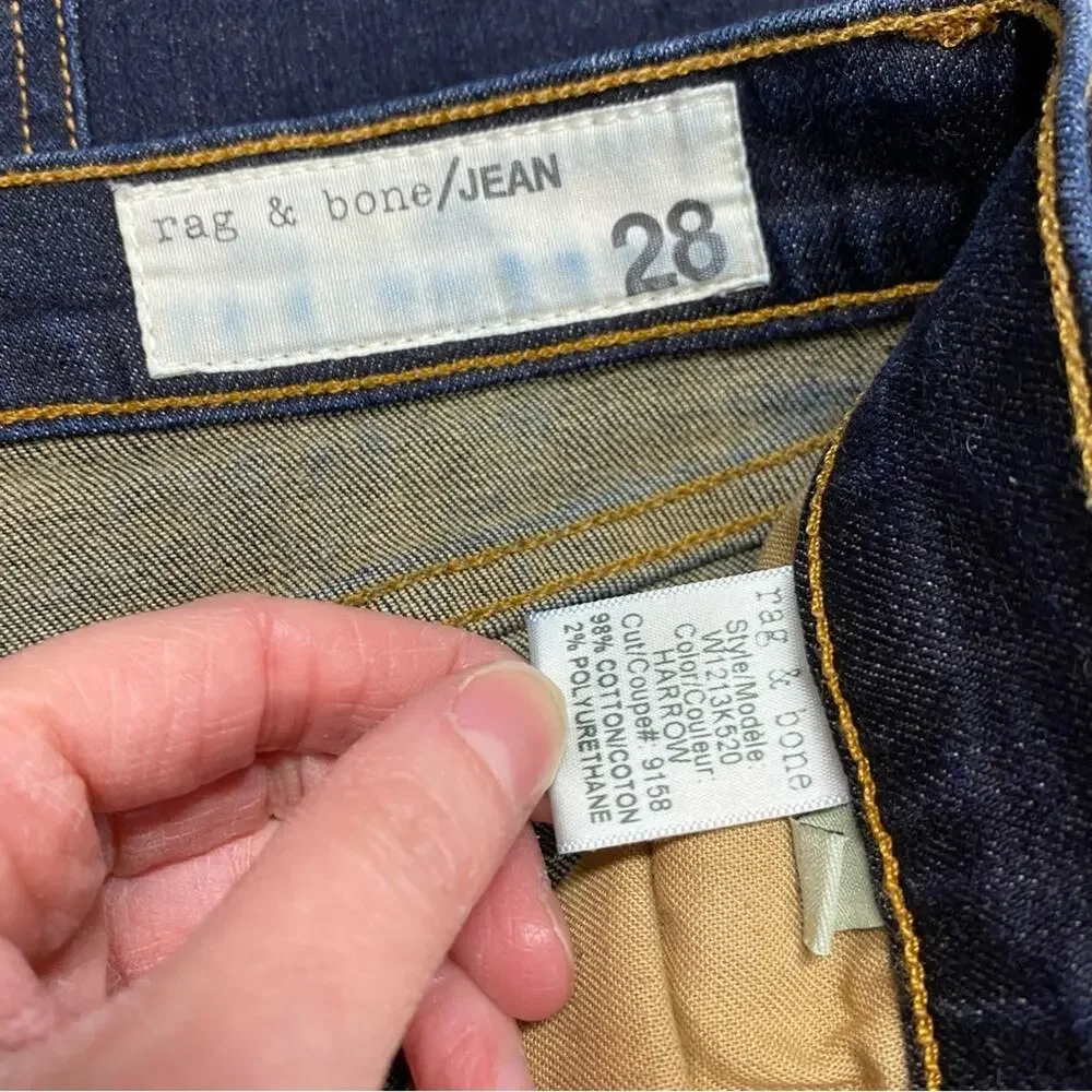 Rag & Bone Denim Blue Jeans Harrow Skinny Pants Dark Wash Womens Size 28